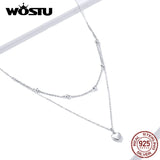 925 Silver Double Layer Heart Necklace for Women CTN168