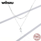 925 Silver Double Layer Heart Necklace for Women CTN168
