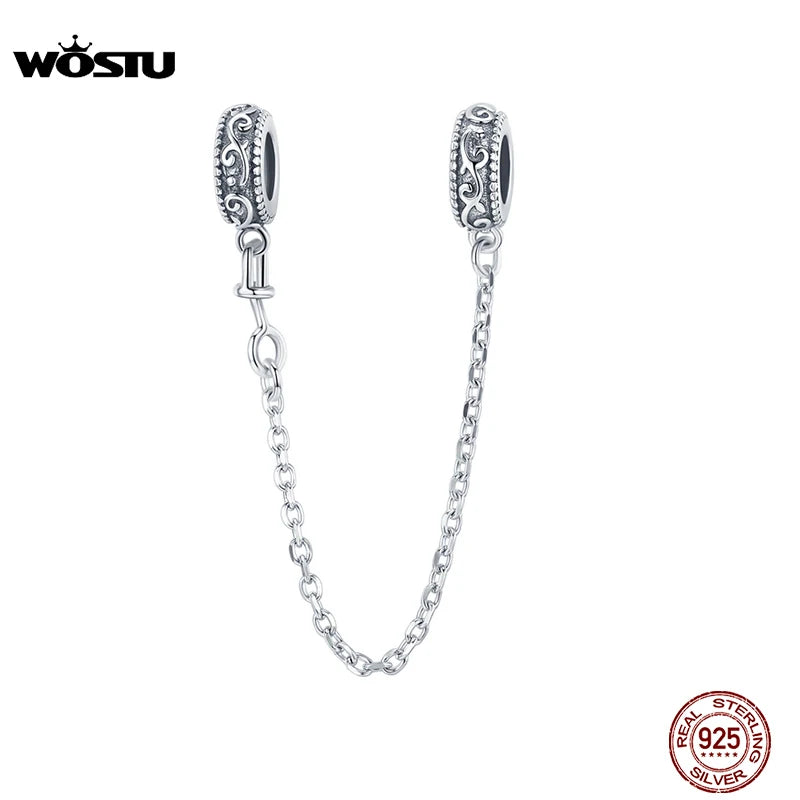 925 Sterling Silver Safety Chain Beads Stopper Charm for Snake Bracelet