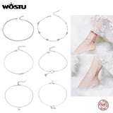 925 Sterling Silver Barefoot Sandal Anklet Chain Beaded Foot Jewelry for Women