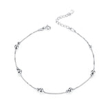 925 Sterling Silver Barefoot Sandal Anklet Chain Beaded Foot Jewelry for Women