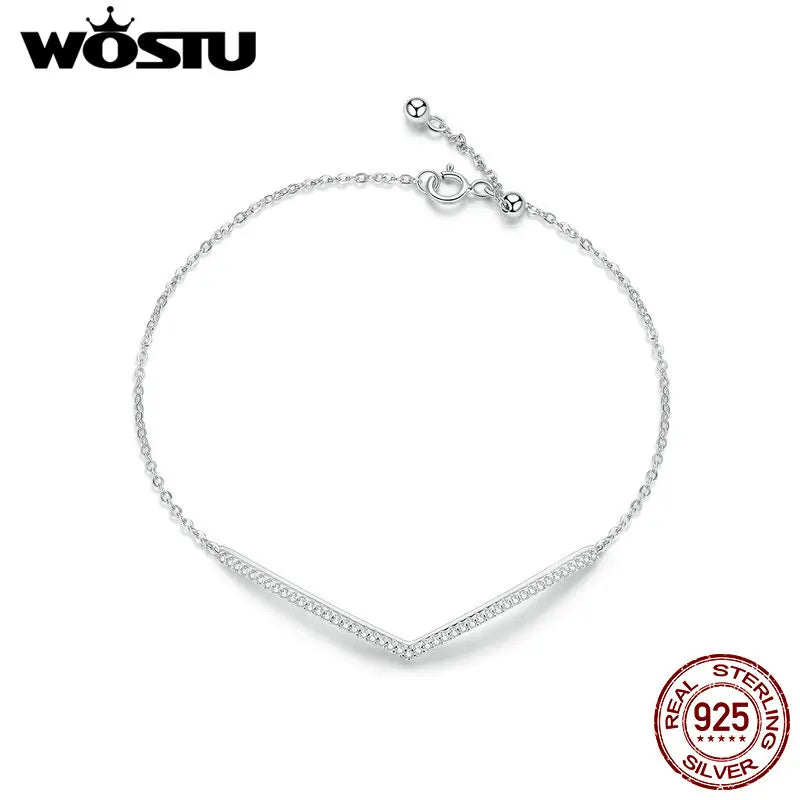 V Bracelet 925 Silver Zircon Bracelets For Women CQB137