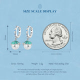 925 Silver Green Turtle Pearl Drop Earrings Beach Jewelry Gift