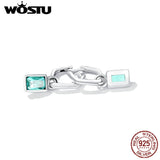 925 Silver Green Crystal Dangle Earrings for Women Party