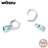 925 Silver Green Crystal Dangle Earrings for Women Party