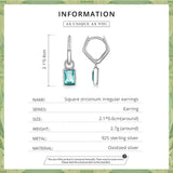 925 Silver Green Crystal Dangle Earrings for Women Party