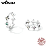 925 Silver Rainbow CZ Hoop Earrings For Women Studs Jewelry Gift
