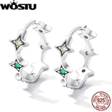 925 Silver Rainbow CZ Hoop Earrings For Women Studs Jewelry Gift