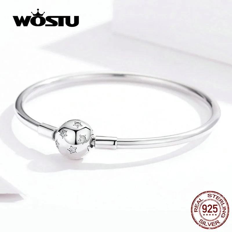 925 Silver Zircon Round Charm Bracelet for Women
