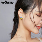 925 Silver Volleyball Stud Earrings for Women Summer Jewelry