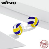 925 Silver Volleyball Stud Earrings for Women Summer Jewelry