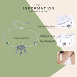 925 Silver Green Flower Leaves Bracelet for Women CQB078