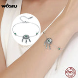 925 Silver Green Flower Leaves Bracelet for Women CQB078