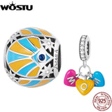 Sterling Silver Love Rainbow Candy Pendant Bead for Women Bracelets