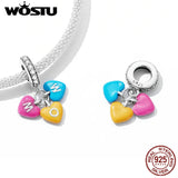 Sterling Silver Love Rainbow Candy Pendant Bead for Women Bracelets