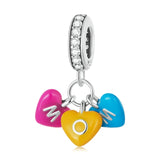Sterling Silver Love Rainbow Candy Pendant Bead for Women Bracelets