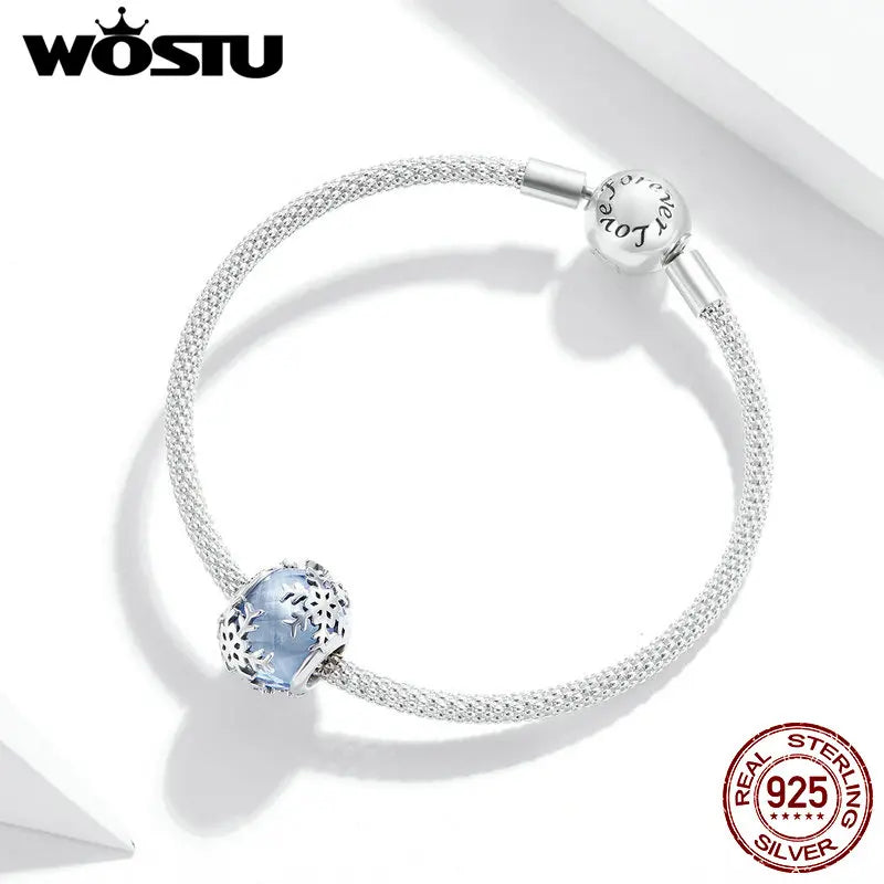 Sterling Silver Snowflake Crystal Beads for Women Jewelry Making