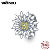 Sunflower Charm 925 Sterling Silver Beads Women Bracelet Jewelry DXC1765