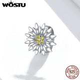 Sunflower Charm 925 Sterling Silver Beads Women Bracelet Jewelry DXC1765