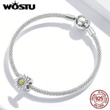 Sunflower Charm 925 Sterling Silver Beads Women Bracelet Jewelry DXC1765