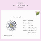 Sunflower Charm 925 Sterling Silver Beads Women Bracelet Jewelry DXC1765