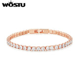 Tennis Chain Bracelet Zircon Crystal Silver Rose Wedding Party Jewelry