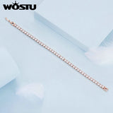 Tennis Chain Bracelet Zircon Crystal Silver Rose Wedding Party Jewelry
