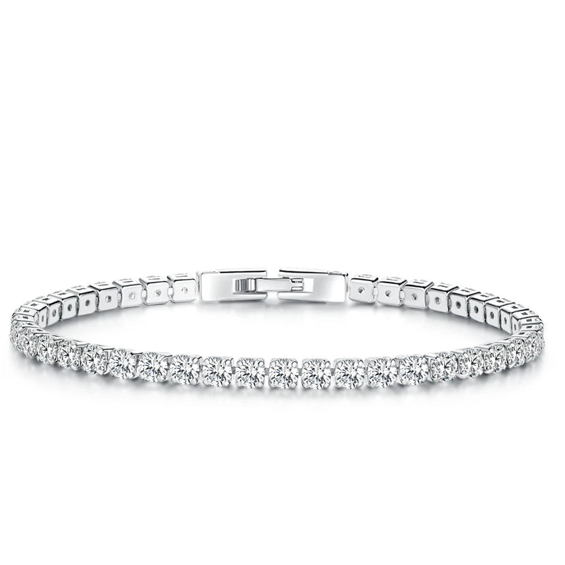 Tennis Chain Bracelet Zircon Crystal Silver Rose Wedding Party Jewelry