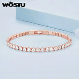 Tennis Chain Bracelet Zircon Crystal Silver Rose Wedding Party Jewelry