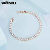 Tennis Chain Bracelet Zircon Crystal Silver Rose Wedding Party Jewelry