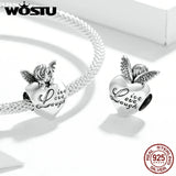 Thanksgiving Angel Charm 925 Silver Heart Bead for Bracelet Necklace CQC1633