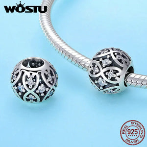 925 Sterling Silver Intricate Lattice Charm Bead Bracelet Pendant
