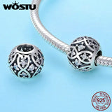925 Sterling Silver Intricate Lattice Charm Bead Bracelet Pendant