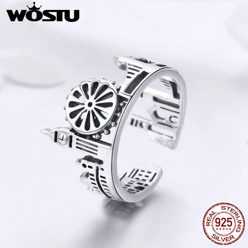 925 Sterling Silver London City Rings For Women Romantic Vintage Ring