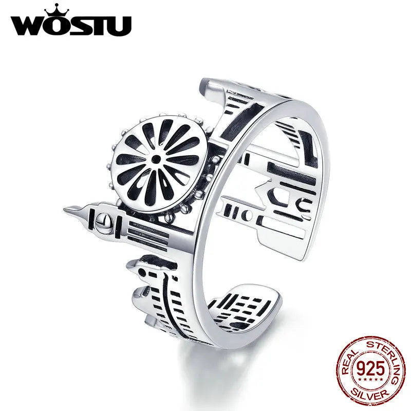 925 Sterling Silver London City Rings For Women Romantic Vintage Ring