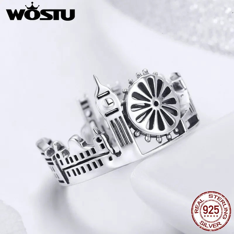 925 Sterling Silver London City Rings For Women Romantic Vintage Ring