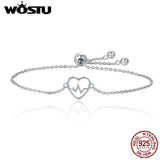 925 Sterling Silver Heartbeat Bracelet For Women Fine Jewelry