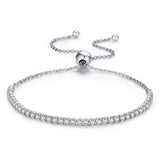 Real 925 Sterling Silver Sparkling Strand Chain Bracelet Women Fine Jewelry