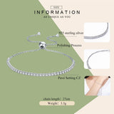 925 Sterling Silver Sparkling Chain Bracelet Wedding Fine Jewelry