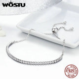 925 Sterling Silver Sparkling Chain Bracelet Wedding Fine Jewelry