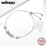 925 Silver Glitter Daisy Bracelet Link Chain Wedding Bangle CQB084