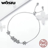 925 Silver Glitter Daisy Bracelet Link Chain Wedding Bangle CQB084