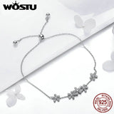 925 Silver Glitter Daisy Bracelet Link Chain Wedding Bangle CQB084
