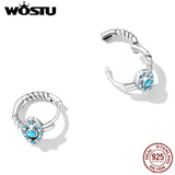 Turquoise Demon Eye Hoop Earrings 925 Sterling Silver CZ Circle Small Earrings