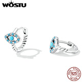 Turquoise Demon Eye Hoop Earrings 925 Sterling Silver CZ Circle Small Earrings