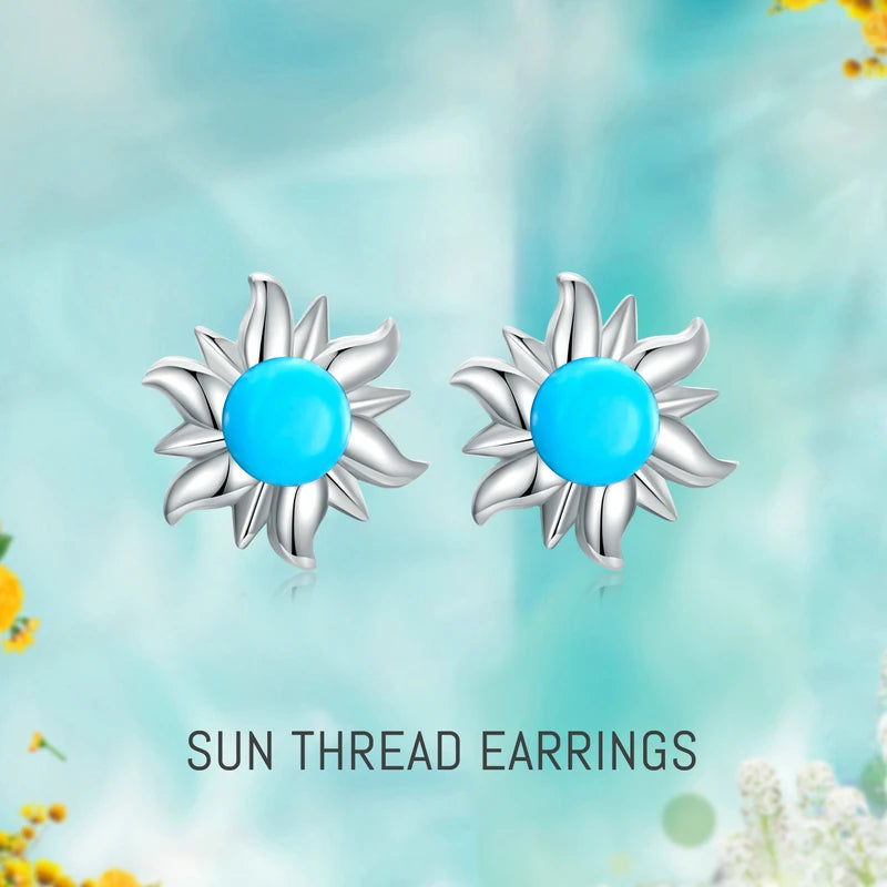 Turquoise 925 Silver Evil Eye Rings Cross Drop Earrings Necklace Women Jewelry