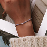 925 Silver Pink CZ Strand Bracelet Tennis Women Jewelry