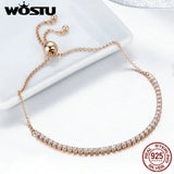925 Silver Pink CZ Strand Bracelet Tennis Women Jewelry