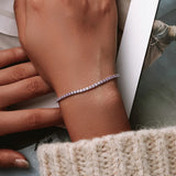 925 Silver Pink CZ Strand Bracelet Tennis Women Jewelry