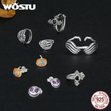 925 Silver Zircon Cross Hoop Earrings Retro Punk Hip Hop Jewelry